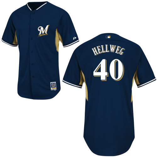 Johnny Hellweg #40 MLB Jersey-Milwaukee Brewers Men's Authentic 2014 Navy Cool Base BP Baseball Jersey